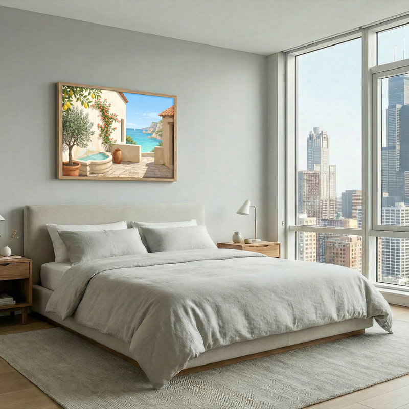 Ensemble de 1 tableau sur toile Jardin méditerranéen, 32"H x 48"W, Naturel
