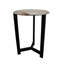 Table d'appoint ronde en marbre onyx - 16 po de diamètre, 22 po de hauteur - Plateau vert clair et pierre blanche avec base en métal noir - Table de bout moderne-119241833