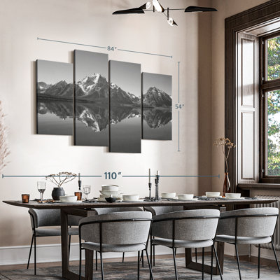 «Grand Teton Mountains BW Wall Art»