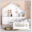 Lit maison avec fenêtre et tiroirs de chevet, lit plateforme avec tablettes, prises et port USB-223645024