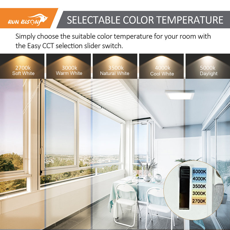 9 in. Square Color Selectable Integrated LED Flush Mount Downlight, Brush Nickel