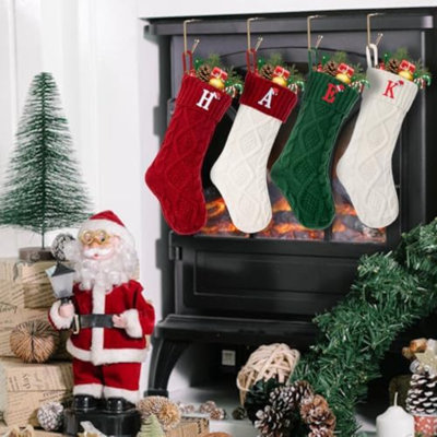 Paquet de 6 bas de Noël de 22 pouces, décorations de bas de Noël à carreaux rouges et noirs Buffalo