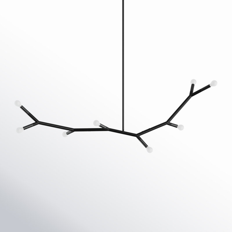 Raela 8 - Light Dimmable Modern Linear Chandelier, Matte Black