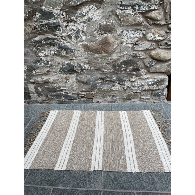 Scalf Striped Cotton Hand Woven Area Rug, Rectangle 90 x 150cm