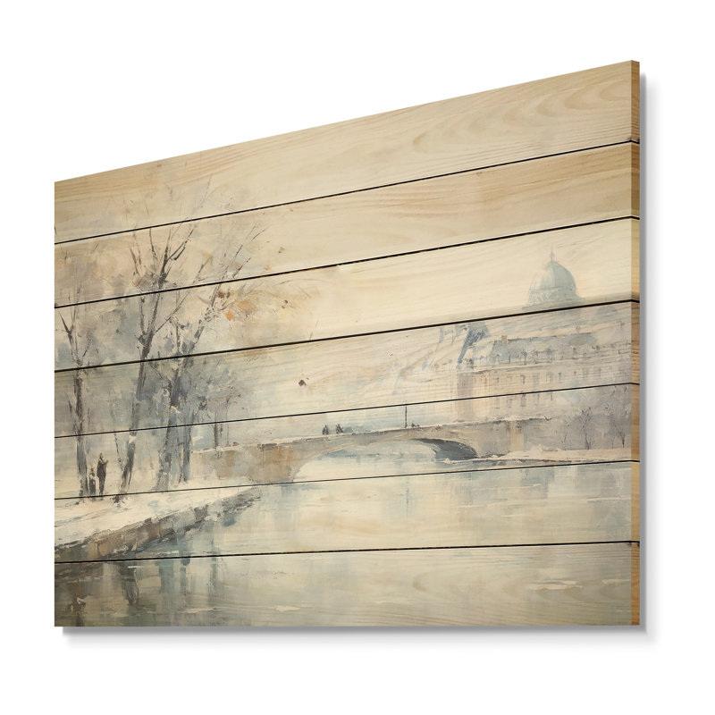 Winter Winter Eiffel Tower City Charm V - City Paris sur impression sur bois, H 10 po x l 20 po x P 0,78 po