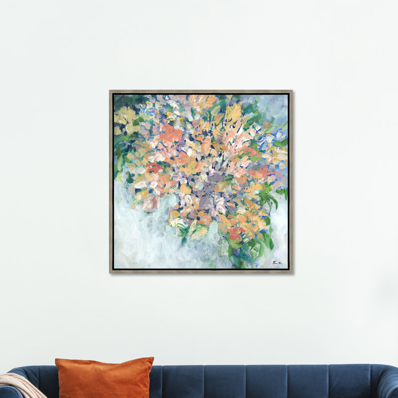 Fleurs orange par Victor Ryan, peinture sur toile encadrée