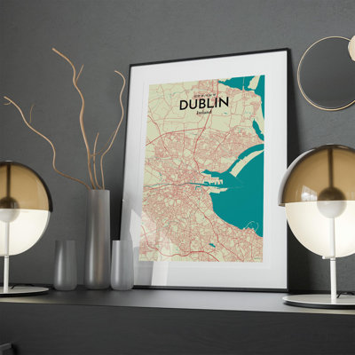 Dublin City Map In Tricolour - No Frame Print