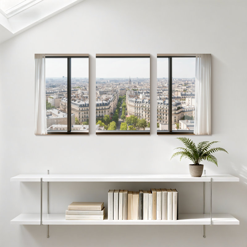 «Scenic & Cityscapes Paris Cityscape», ensemble de 3 reproductions d'art sur toile, H 18 po x l 36 po