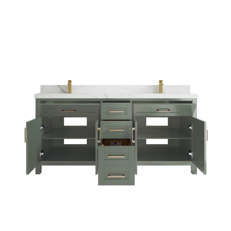 Cambridge 72'' Double Bathroom Vanity with Top, Calacatta Laza