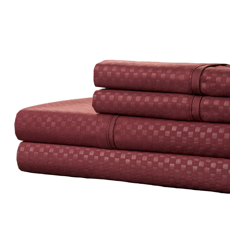 Ensemble de draps 4 pièces, Bourgogne, Ensemble de draps pour grand lit + 1 drap-housse +