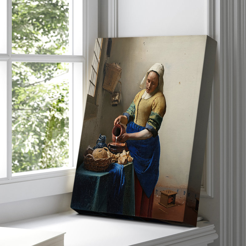 «The Milkmaid» - Toile tendue sur châssis par Johannes Vermeer, 12 x 18