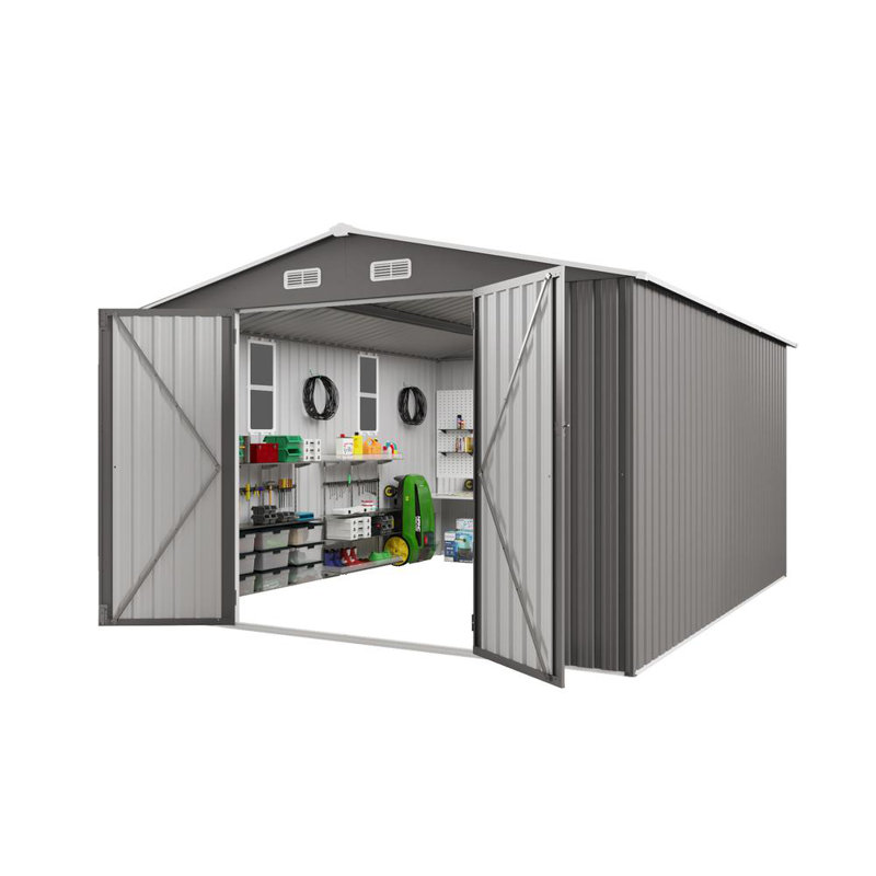Grande remise en métal, H 80,3 po x l 114,17 po x P 139,47 po