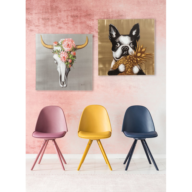 Picture Touched Dog with Pineapple 80x80cm