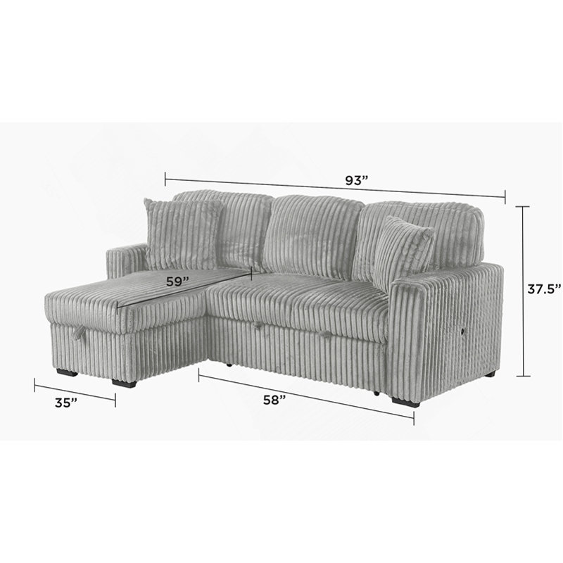 Canapé modulaire moelleux avec canapé-lit en velours, Velours gris velours