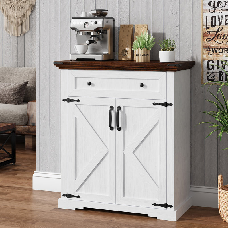 Buffet de 27,6 po de largeur avec tiroir, armoire 2 portes avec tablette réglable pour le couloir, le salon, la salle à manger