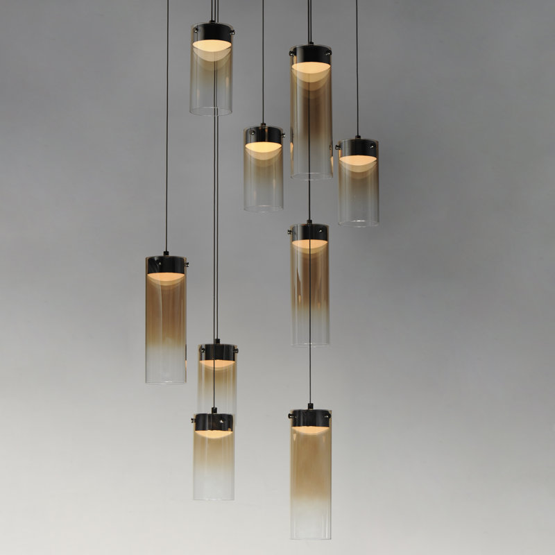 Delonda 9 - Light Gunmetal Cluster Pendant, Amber