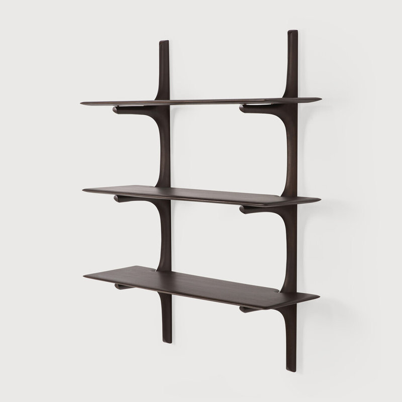 PI 3 Piece Tiered Shelf, Mahogany Dark Brown
