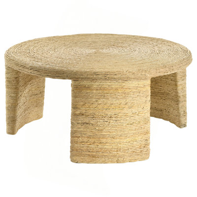 Mize Natural Woven Rattan Round Coffee Table