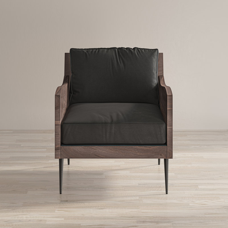 Fauteuil en cuir fleur 31 po Brigit, Ardoise
