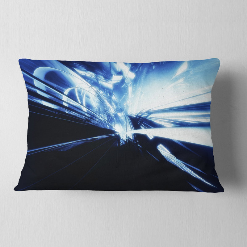 Art abstrait 3D bleu noir - coussin imprimé abstrait