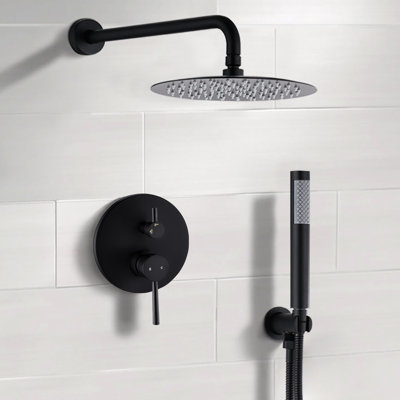 Pomme de douche noire matte de 10 po avec pluie et douchette en laiton pour une expérience de bain relaxante