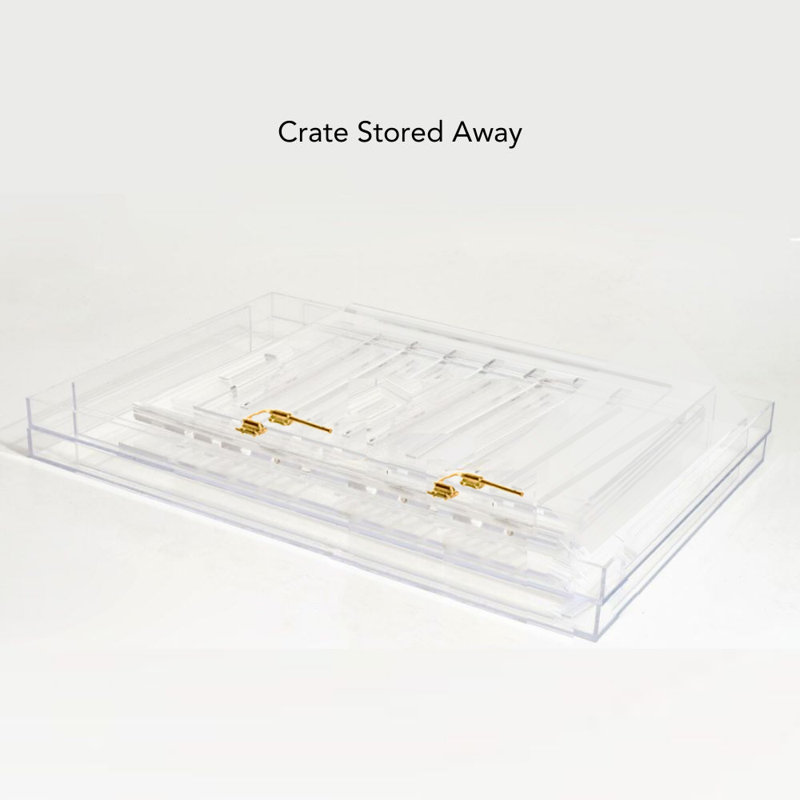 Large Clear View Pet Crate with Gold Latch, Linen