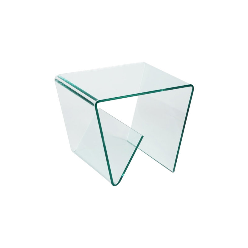 Reva Glass Top Sled End Table