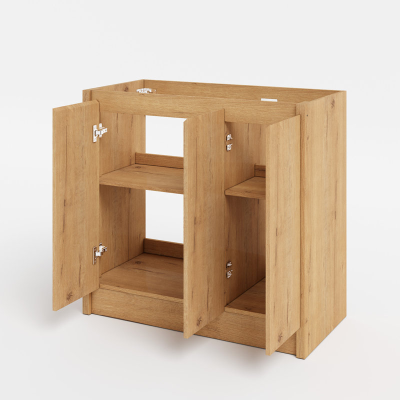 Base de meuble-lavabo 36 po en bois seulement, sans lavabo et miroir, Chêne clair