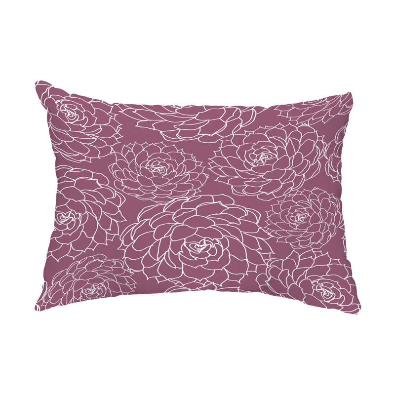Floral Outdoor Reversible Throw Pillow, Purple