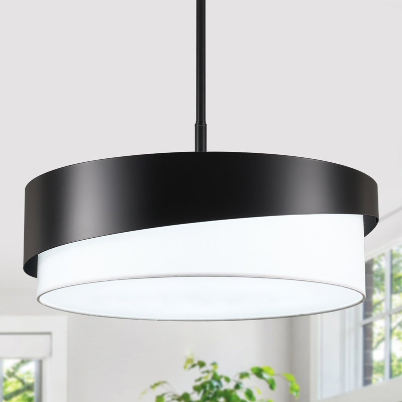 Lustre tambour moderne à 5 lumières 21,56 "à intensité variable, Noir mat
