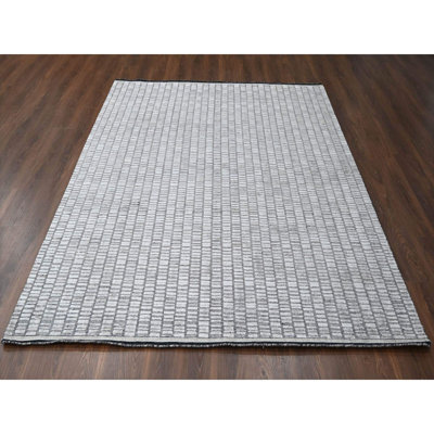 7'10"x10' Gray Hand Loomed Wool and Silk Modern Roman Design Rug 2FA12C3415784EFE8528D3A030E08860