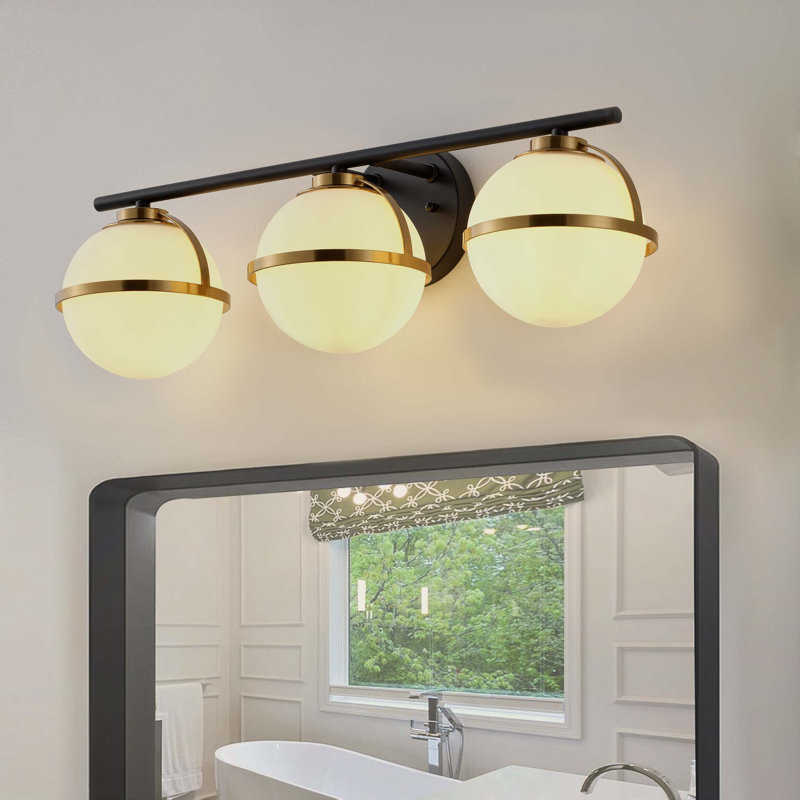 3-lamp matte black adjustable glass Vanity Light