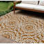 Tapis intérieur lavable à médaillon floral orange cuivré et beige 9 pi x 12 pi