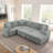 Horeb Corduroy Striped Sectional Sofa with Pull-Out Bed & Storage Chaise-120853756