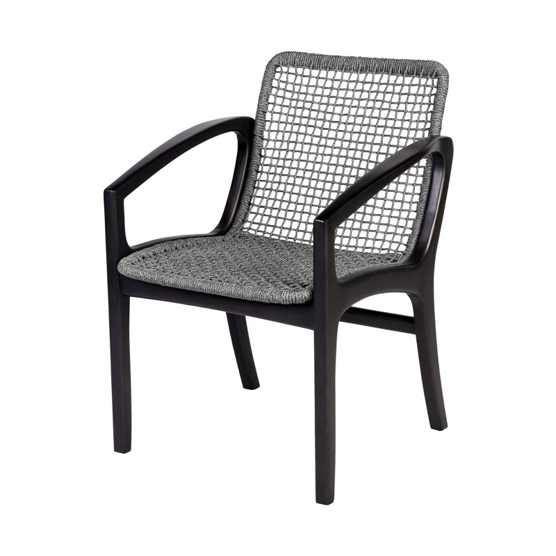 Chaise de patio Jean Eucalyptus, Noir, gris