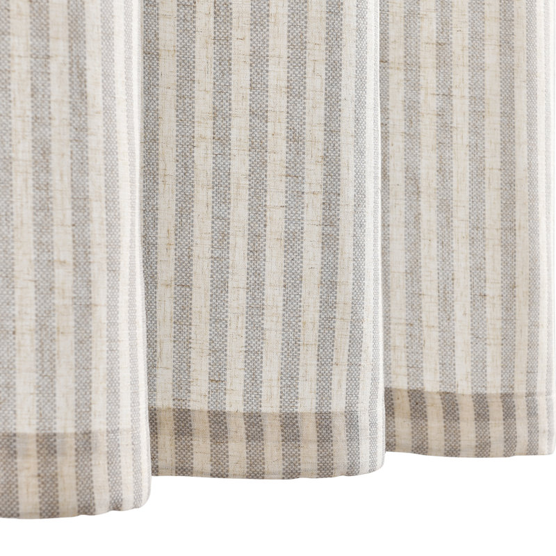 Cantonnière rayée en mélange de lin, Gris / beige