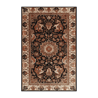 Machine Washable Persian Brown Area Rug