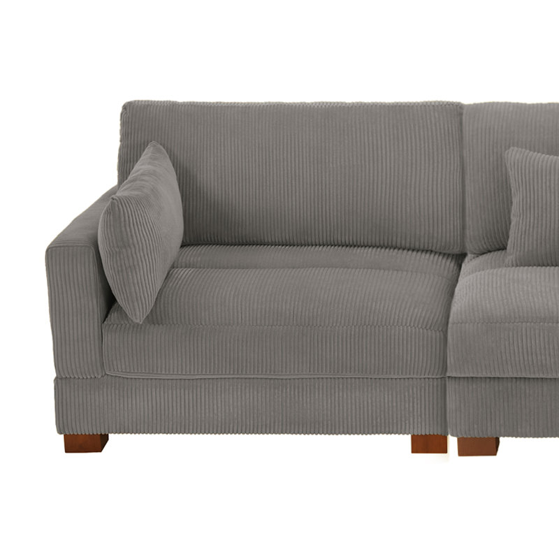 Maelina 312.4Cm Square Arms Modular Sofa, Light Grey