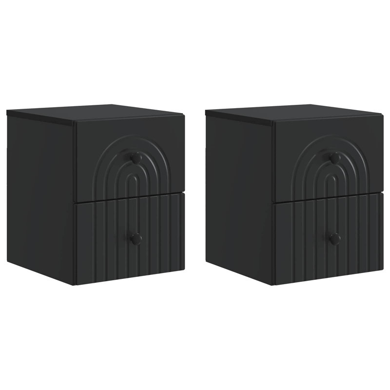 33cm W Manufactured Wood Bedside Table, Black