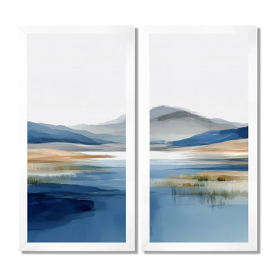 «Blue Waves Heights Coastal - Waves», reproduction d'art sur toile, paysage bleu, 2 pièces