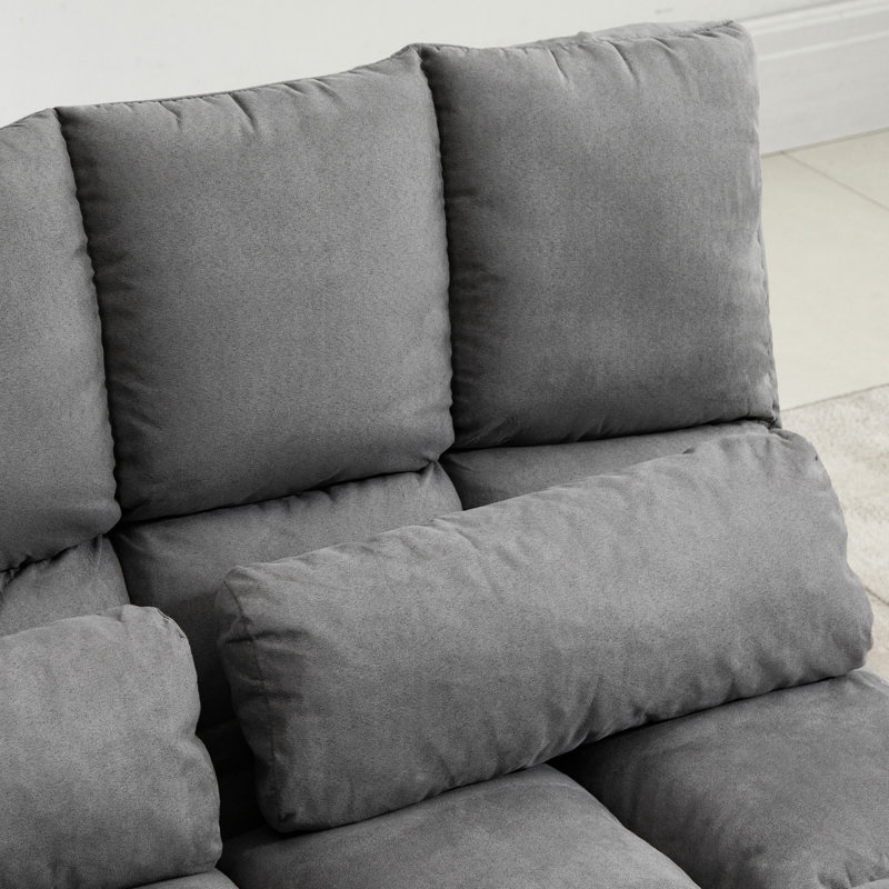 Canapé réglable, lit pliant avec 2 coussins, gris, peu encombrant, fauteuil convertible, plancher, épargne, structure robuste