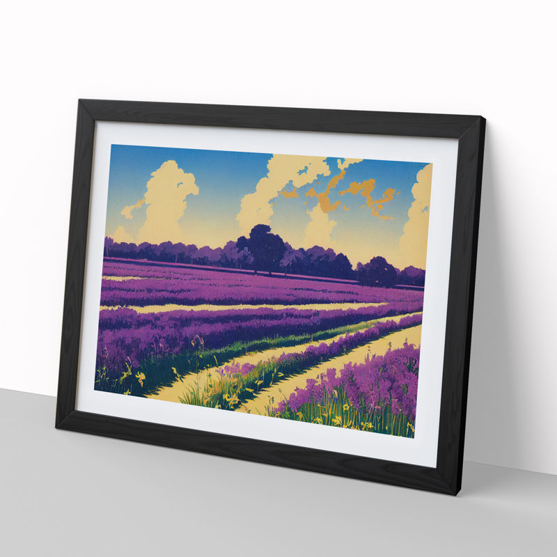 Brilliant Bluebell Field - Single Picture Frame Print, Black Framed, 46cm H x 64cm W x 2cm D