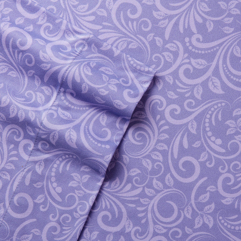 Micro Flannel® Printed Deep-Pocket Sheet Set, King Sheet Set with 2 Pillowcases, Traditions Lilac