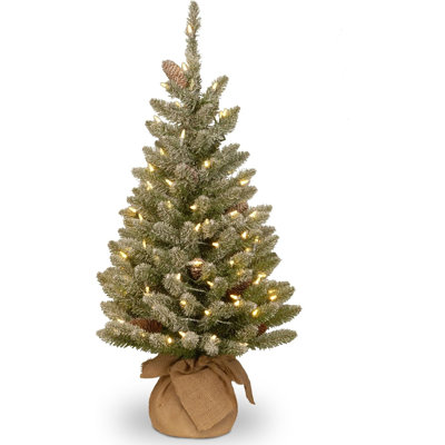 3 ft Pre-Lit Snowy Concolor Fir Artificial Christmas Tree with 50 Warm White LED Lights