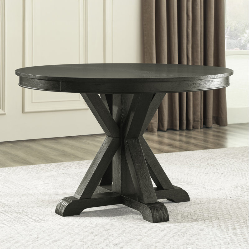 Resendez Rylie 48" Round Wood Dining Table, 30", Black