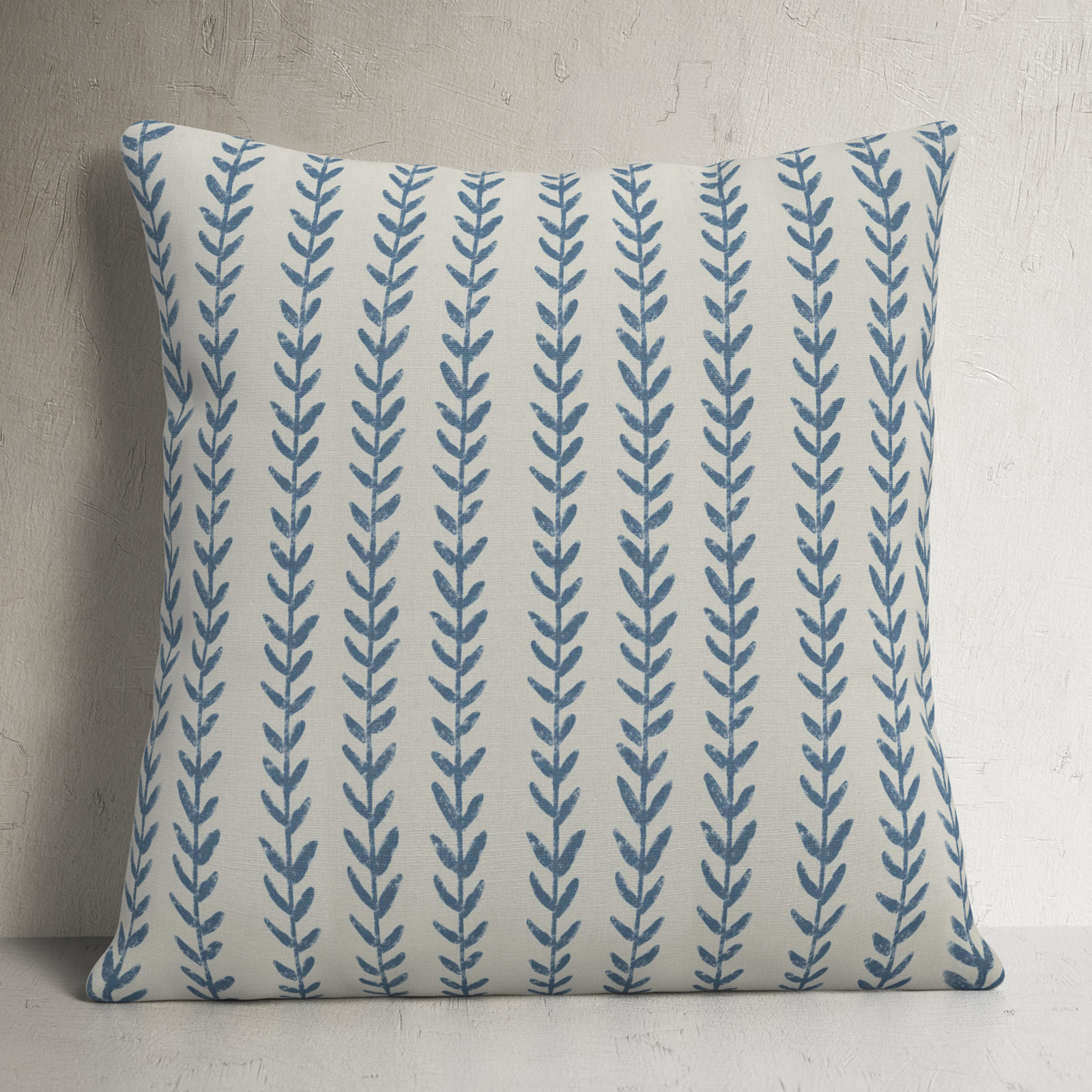 Zoey Floral Linen Pillow Cover, 22" x 22", Feathers