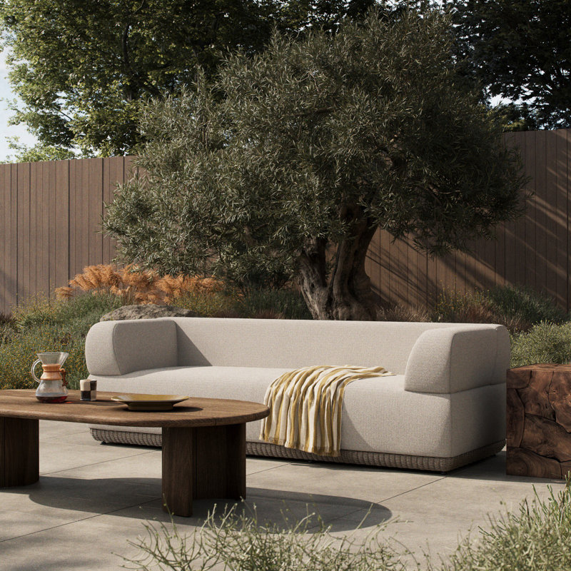Evander Outdoor Sofa-96"-Ramiro Ecru