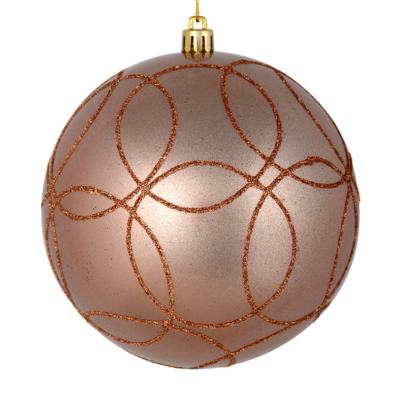 Ornement boule bonbon avec cercle scintillant, Or rose