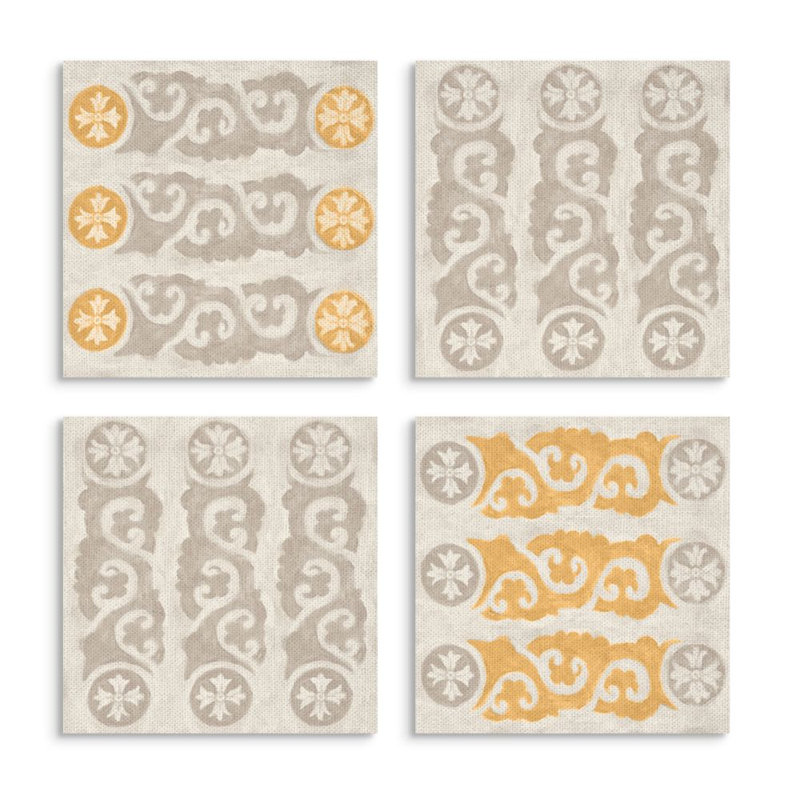 «Elegant Gilding Pattern Paintings» par Daphne Polselli, ensemble de 4 reproductions d'impressions, Toile tendue