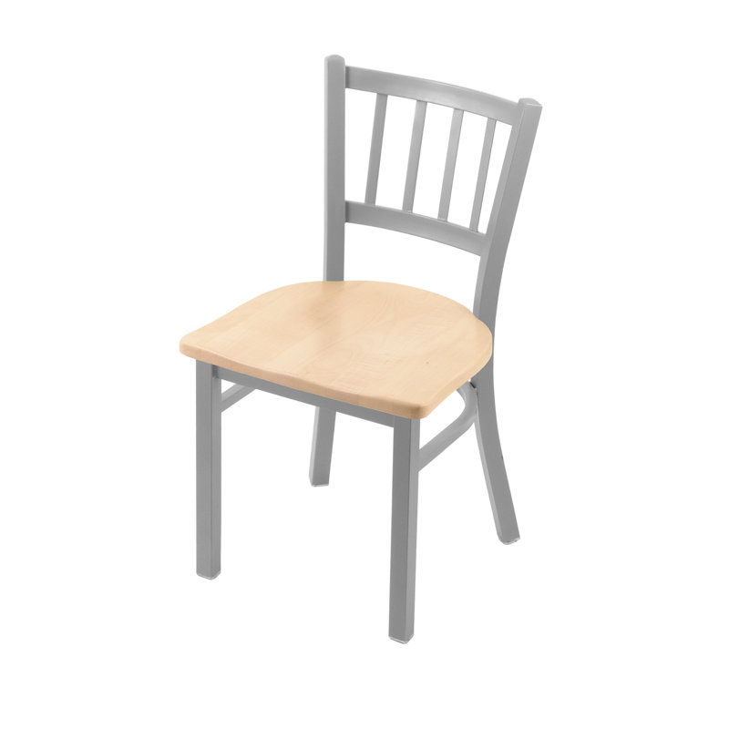 Contessa 18'' H Metal Side Chair, Wood-Natural Maple, Anodized Nickel